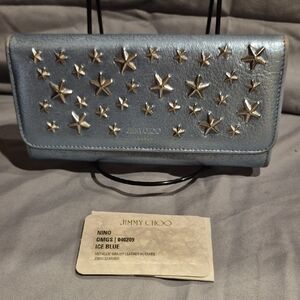 Jimmy Choo Metallic Blue Star-Embellished Wallet